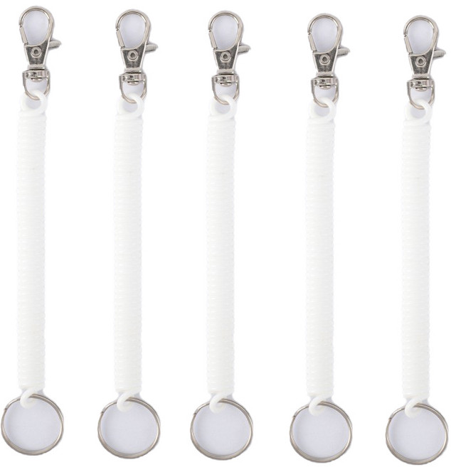 다용도 도난 분실 방지 휴대폰 가방 안전 고리 스프링 스트랩 줄, 5개, 화이트