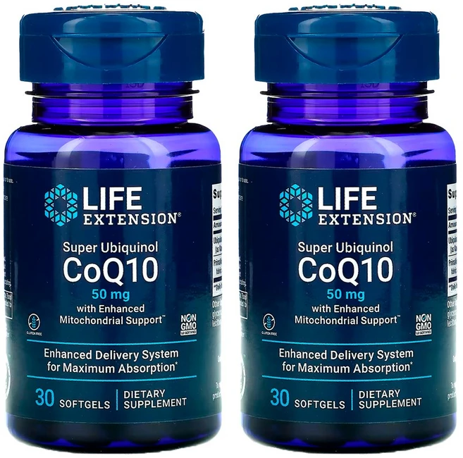 라이프 익스텐션 슈퍼 유비퀴놀 CoQ10 50mg 30소프트젤 2병 - 쿠팡