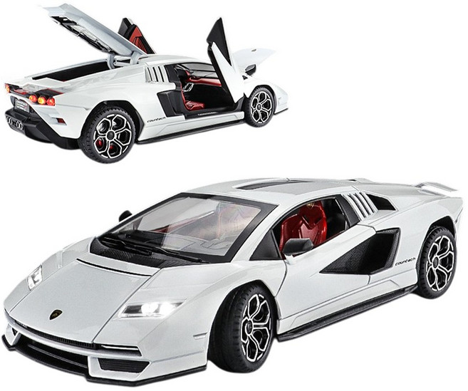 마이카 다이캐스트 금속 1:24 람보르기니 쿤타치 LPI 800-4 모델 자동차 모형 피규어 장식, 1개, 01_화이트
