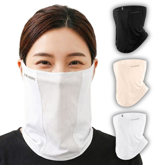 라라무브 UV 자외선 차단 스포츠 마스크, 화이트, 1개