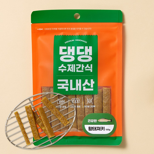 헬로마이펫 강아지 수제간식 국내산 애견 소 중 대형견, 3개, 100g, 황태져키