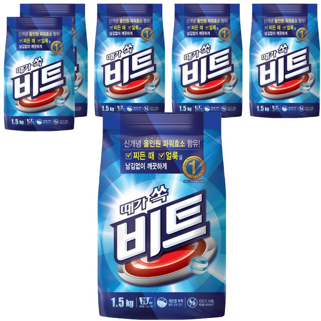 비트 분말세제 일반용 리필, 1.5kg, 6개