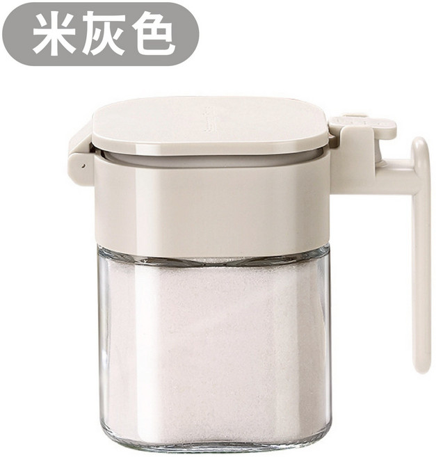 密封調味罐 玻璃調味罐 調味罐, 1個, 玻璃調味罐【米灰色】