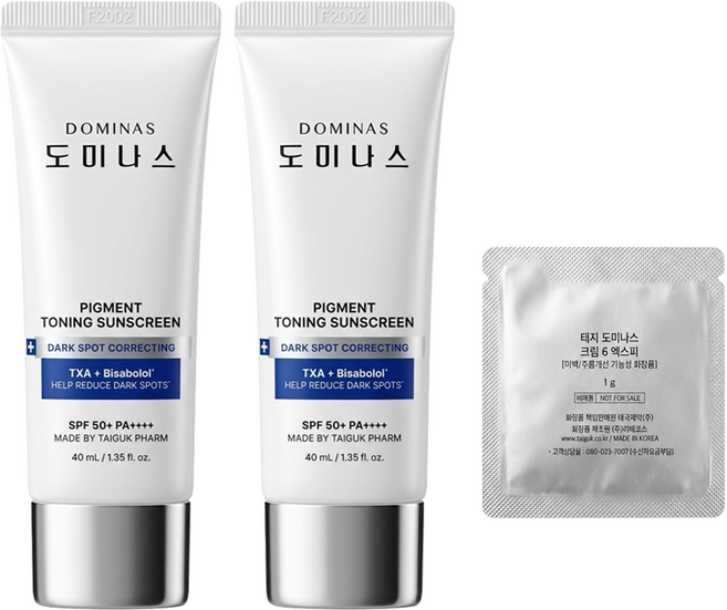 태극제약 도미나스 알파비사보롤 트라넥삼산 선크림 40ml+크림 체험분1g 1개, 2개, 40ml