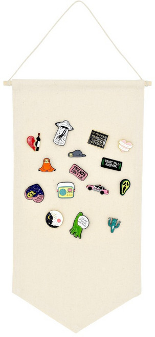 포디자인 패브릭 뱃지 플래그 천 삼각 포스터 1P 뱃지모으기 배지 프레임 보관 캔버스 핀 와펜, 1개, 베이지