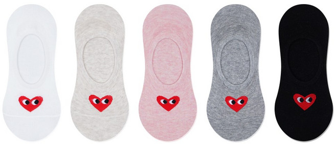 박군 여성용 학생 하트눈 덧신 5족