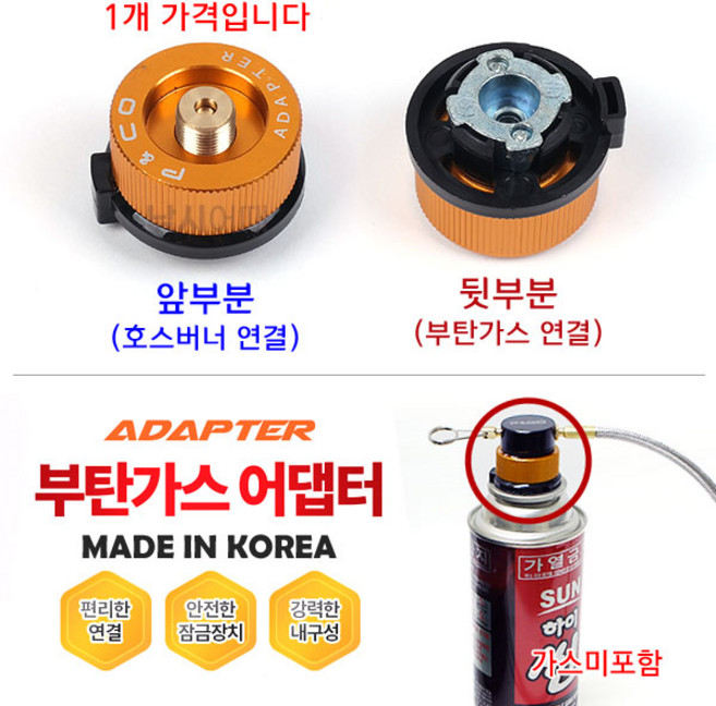 [낚시어때] 피앤코 부탄가스용 원형 어댑터 / 안전한 국산 아답타, 1개