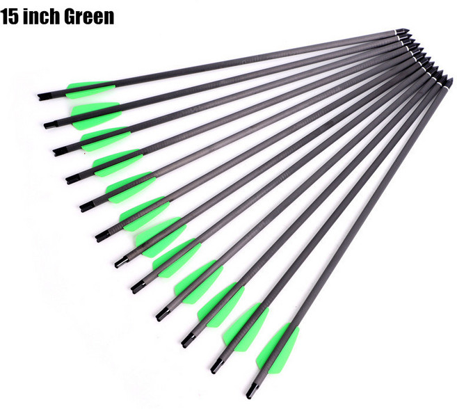 양궁 양궁 탄소 화살 석궁 볼트 반달 노크 탈착식 포인트 야외 사격 사격 7.5 20 22 인치, 15 15inch Green, 1개