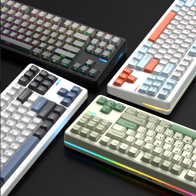 [CTK] Riccks RS8 객제화 무선 기계식 키보드 87키 게이밍 블루투스 RGB 4000mAh/8000mAh 이형 실리콘 GASKET구조 HIFI, 태극축, 화이트오렌지