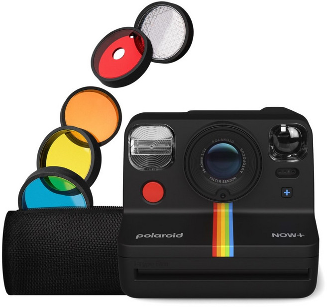 寶麗萊 Polaroid Now Generation 2代 拍立得相機 台灣總代理一年保固 附五種顏色濾鏡, 1個, NOW+ G2 黑色,彩色白邊底片(8張)