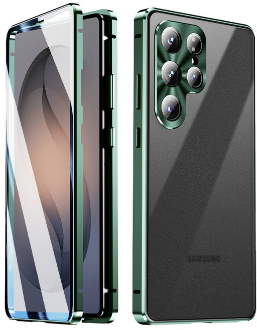 헤미션 갤럭시 S26 울트라 풀커버 전후면 강화유리 케이스 자동마그네틱흡착 카메라보호