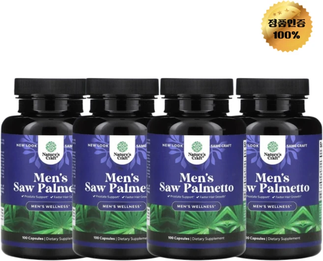 2+2 네이처스크래프트 남성용 쏘팔메토 캡슐 100정, 4개 - 쿠팡