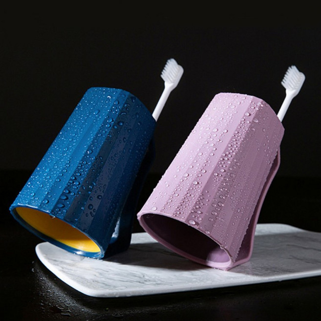 파스텔 칫솔꽂이용 개인 양치컵, 네이비+인디핑크, 2개