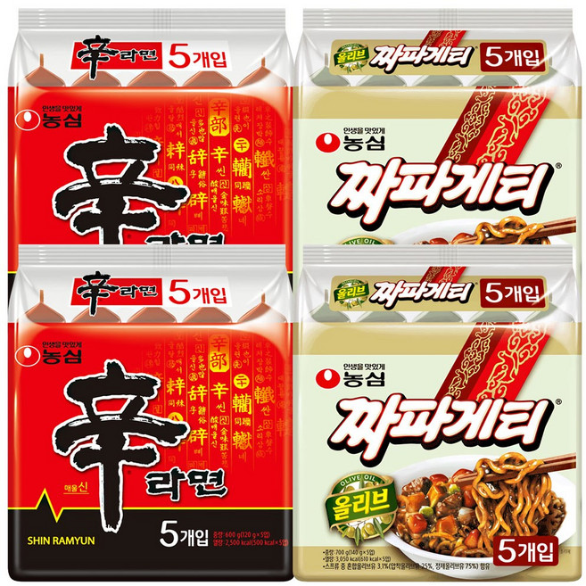 농심 신라면 10개 120g + 짜파게티 10개 140g 세트, 1세트