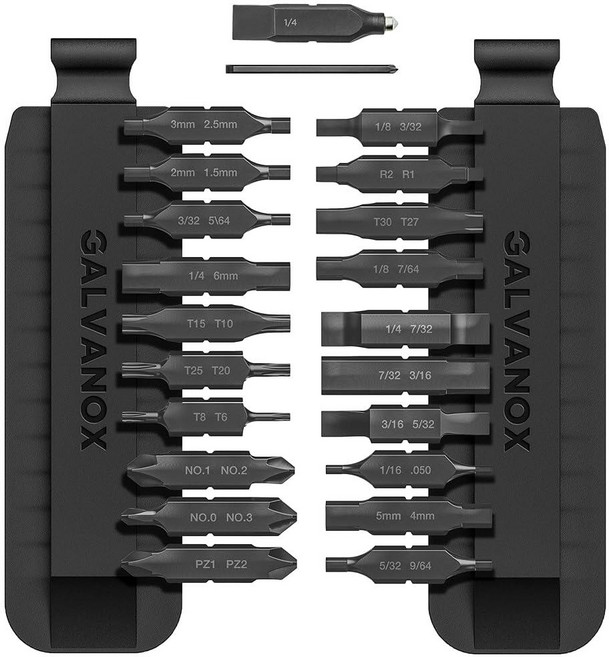 Galvanox Leatherman 멀티 툴용으로 설계된 22피스 플랫 비트 키트 세트 카바이드 유리 브레이커 포함 양면 스크루 드라이버 [튼튼한 59HRC 스틸], Galvanox Leatherman 멀티 툴용으로 설계, 1