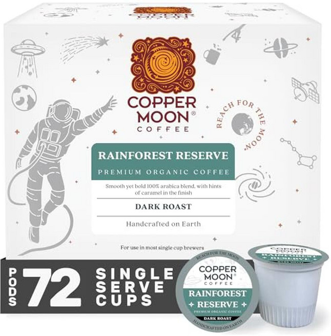 카퍼 문 싱글 서브 커피 포드 (큐리그 K-컵 브루어용) Copper Moon Single Serve Coffee Pods for Keurig K-Cup Brewers Dar, 355ml, 1) 36 Count (Pack of 1) - Rain, 1개, 36개입