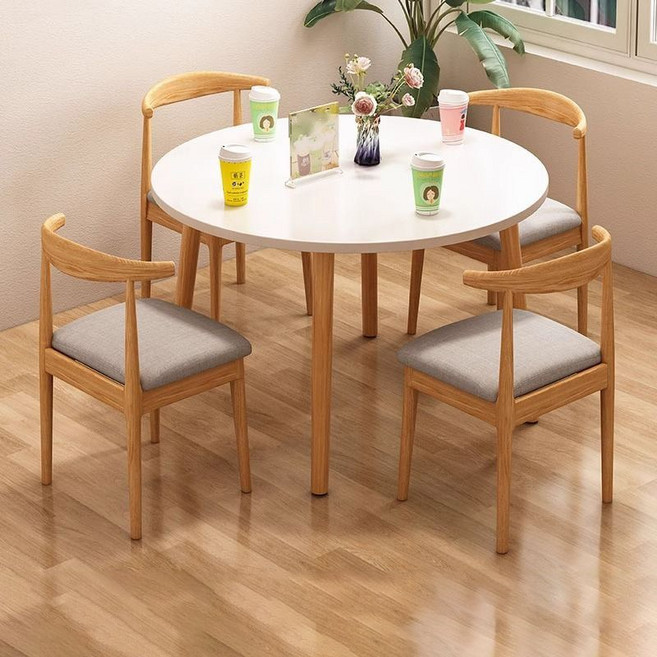 모던 간이 둥근테이블과 의자세트 2/3/4인용 상담카페용테이블식탁세트, G02+의자 4개