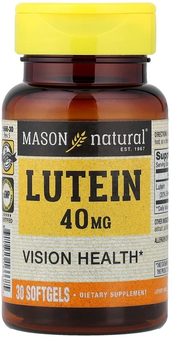 Mason Natural 루테인 40mg 30 소프트젤 이뮨 에스테르, 1개, 30정 - 쿠팡