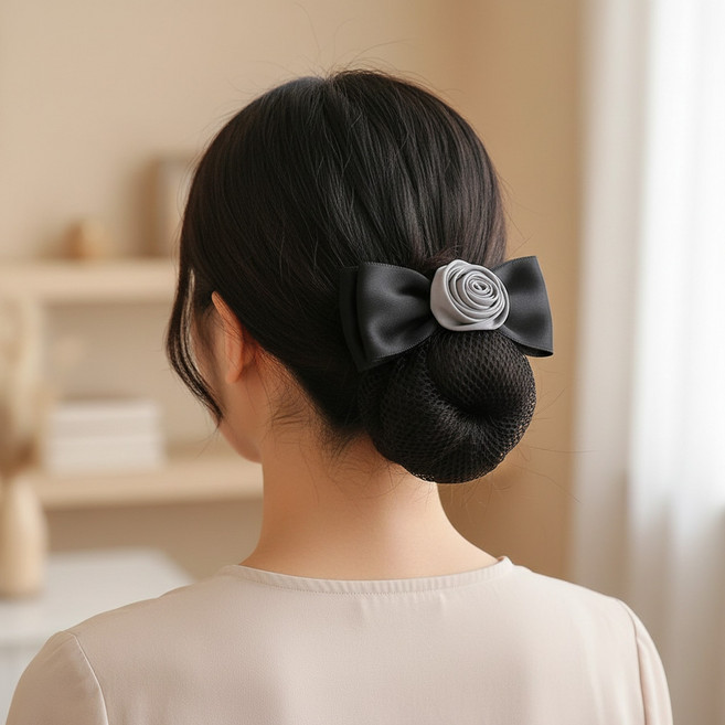 현디자인 빅로즈헤어망 올림머리 직장여성 공연 무대 고급헤어망