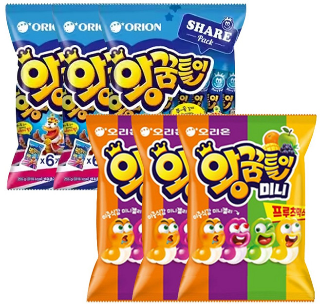 오리온 왕꿈틀이 255g+왕꿈틀이미니 336g 번들 3개씩 총 6개, 255g