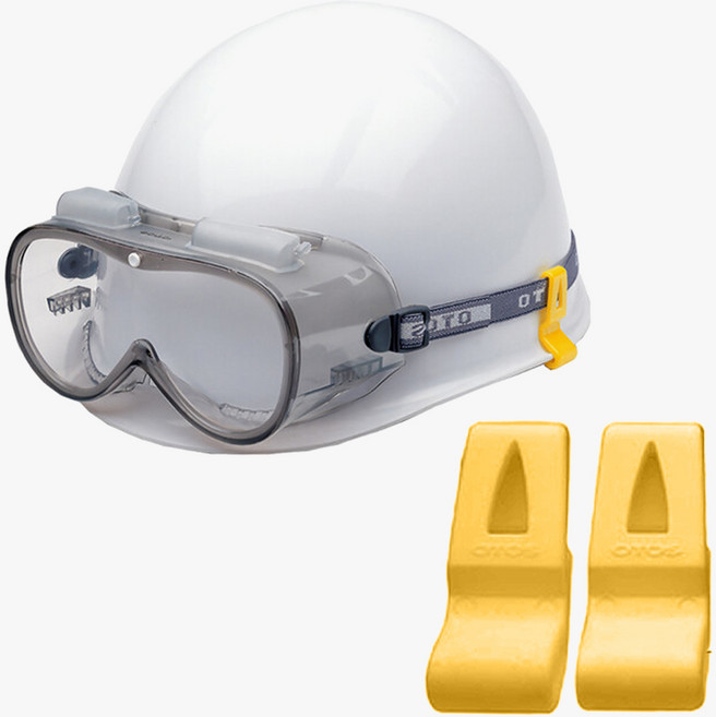 오토스 고글 클립 공용 2p 노랑 안전모 밴드 고정 안면보호구 A6100