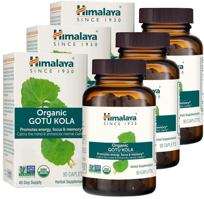 히말라야 유기농 고투콜라 Himalaya Gotu Kola, 3개, 90정