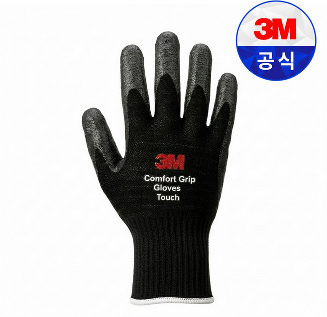 쓰리엠 컴포트그립 리얼터치 블랙 겨울용 기모 터치 작업 안전 코팅 방한 보온, 1개