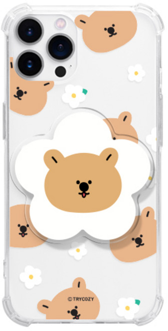 동물꽃 패턴 아이폰15 젤하드 휴대폰 케이스 +아크릴톡 세트