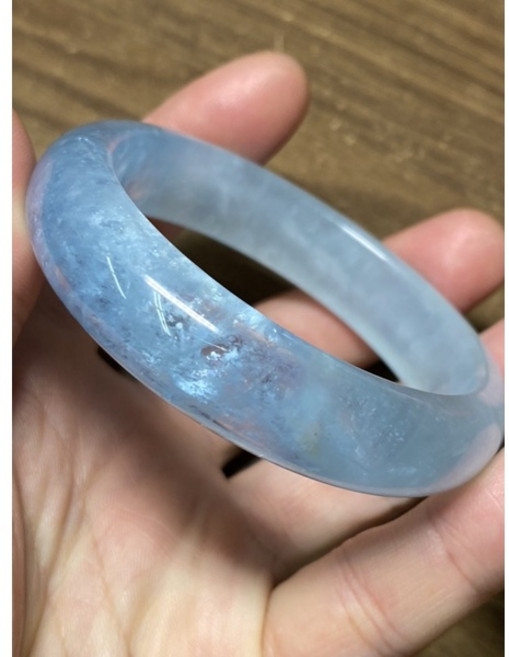 天然星光貓眼海藍寶 57mm 寬版手鐲