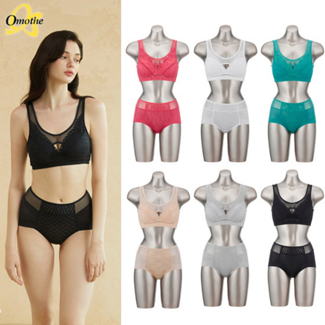 [홈쇼핑 BEST] 오모떼 에어핏 여자 속옷 세트 노와이어 브라 팬티 12종 풀 세트