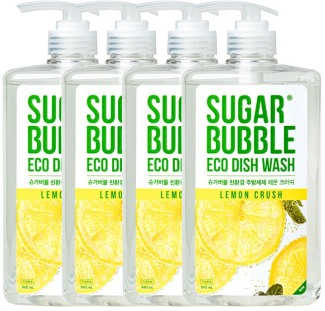 슈가버블 친환경 에코 주방세제 레몬크러쉬 940ml x4, 4개