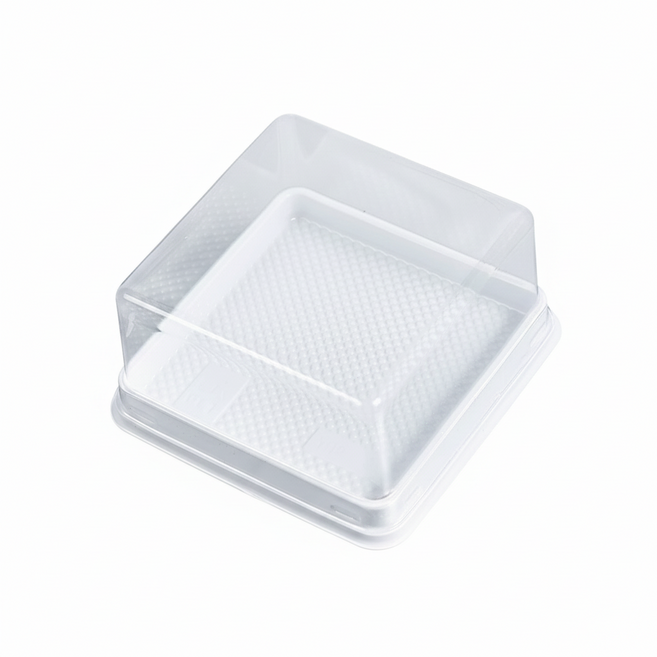 투명뚜껑 정사각 티라미수용기 흰색 보틀케이크 케이스 슬라이스 미니 조각 롤케익 포장 PET, 1세트, 50개