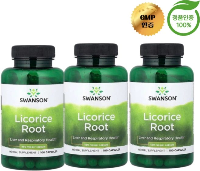 2+1 스완슨 감초 뿌리 450mg 캡슐 100정, 3개 - 쿠팡