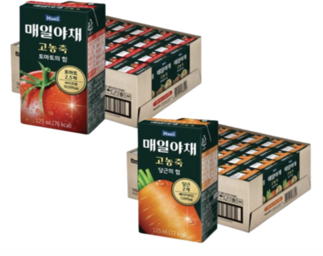 고농축 24당근 당근 토마토주스 125ML 24팩 매일유업 매일주스 토마토 토마토의힘, 48개