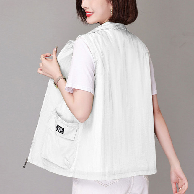 여성용 조끼 민소매 재킷 봄여름 야상 빅 사이즈 얇은 루즈핏 조끼 뉴타임즈 J780Z623