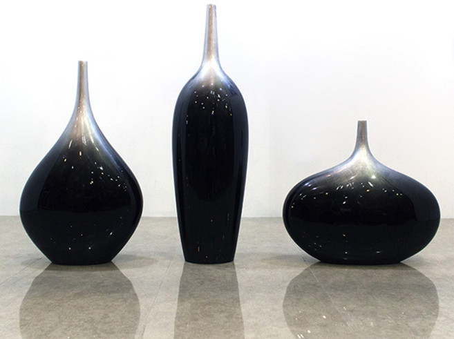 핸즈홈 필아르떼 화병 깨지지 않는 꽃병, 블랙+실버