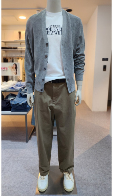 지오다노 남자 스티치 브이넥 긴팔 가디건 056512