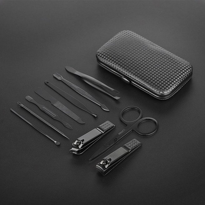 휴대용 올인원 손톱깎이 10종 세트, 1세트, 블랙 10종