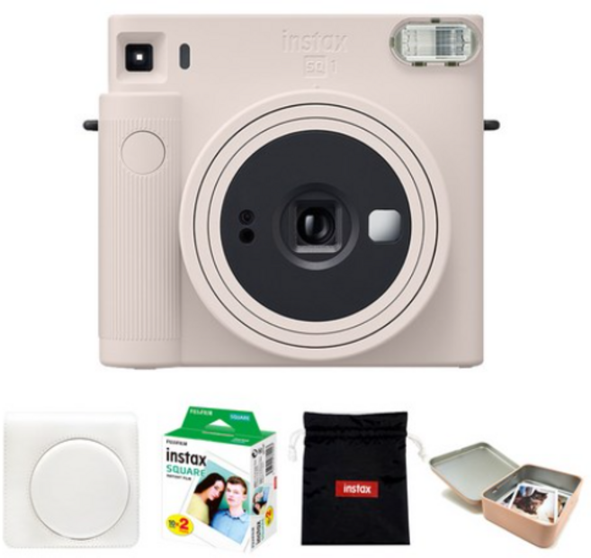 인스탁스 스퀘어 즉석카메라 SQ1 + 필름 20p + 전용가방 + 파우치 + 틴케이스, Instax SQUARE SQ1, 1개