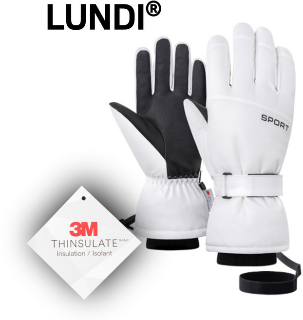 런디 3M 남녀공용 방수 터치 스키 보드 장갑, 화이트, 1세트