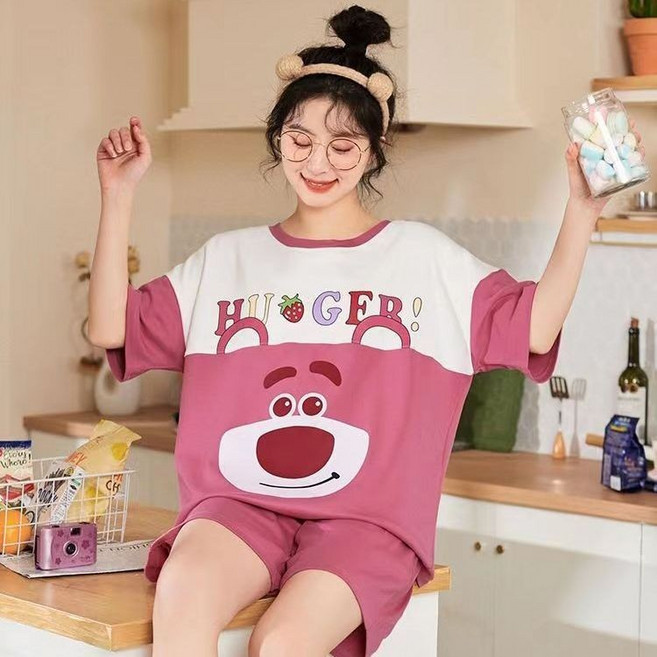 軟綿短袖兩件套裝 可愛家居服 夏款女生睡衣 冰絲睡衣