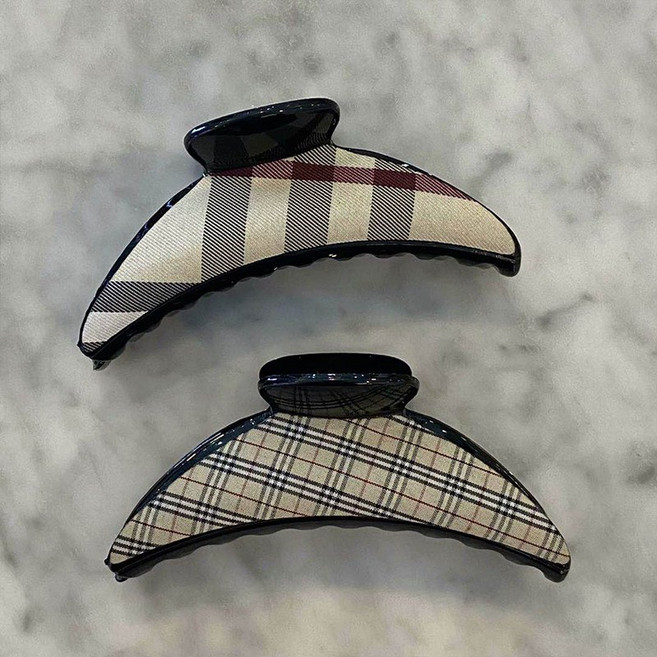 워더미 2개 체크 바나나 집게핀 세트 F205