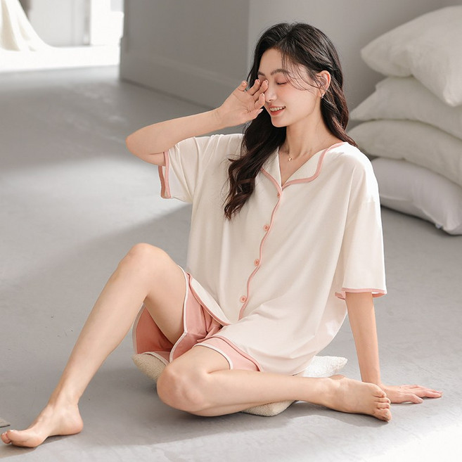 SIFUMA 여성 여름잠옷세트 반팔+반바지