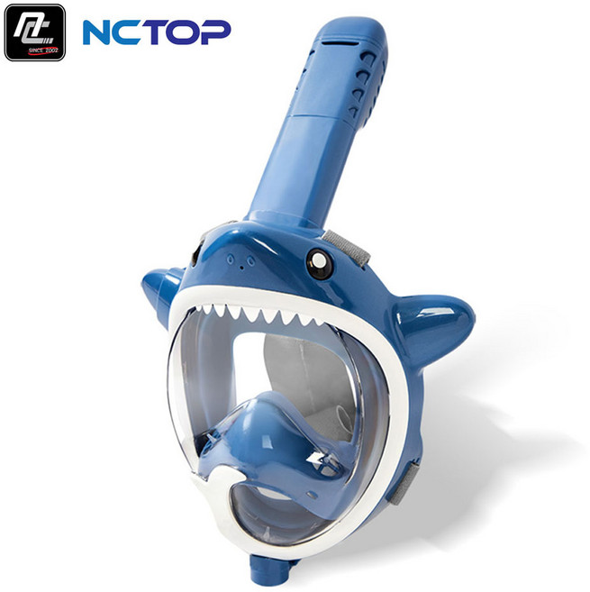 NCTOP 어린이 스노쿨링마스크 물총 상어 귀여운 동물 캐릭터 KC인증, 물총상어 딥블루 (버클형)