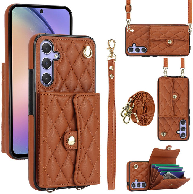 루스톤 엘리나 퀼팅 카드 지갑 형 크로스 핸드폰 케이스