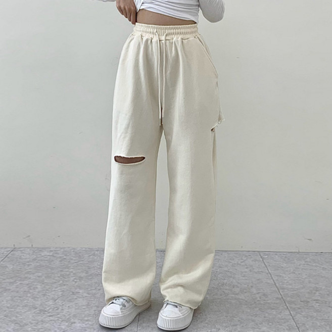 마이쏭 여성 빅사이즈 루즈핏 통바지 츄리닝바지 더블컷팅와이드트레이닝팬츠