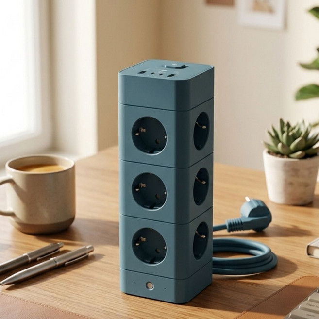 고용량 타워형 큐브 멀티탭, 1개, 네이비, 180cm