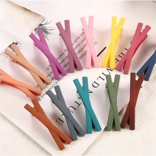 데스텀 X자 미니 앞머리 고정핀 머리핀, 1개, 핫핑크