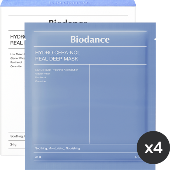 바이오던스 하이드로 세라놀 리얼 딥 마스크 136g, 4개입, 3개