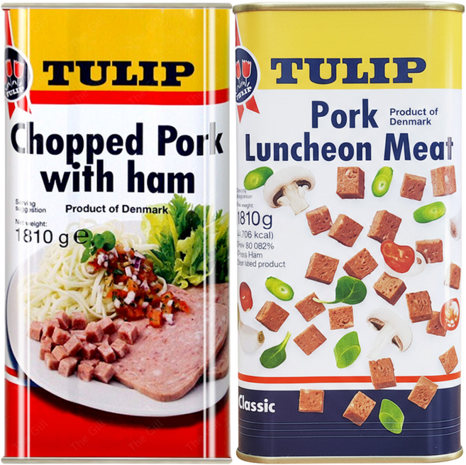 자연톡 덴마크 튤립햄 2종구성 촙트햄 + 포크런천미트 대용량 업소용 부대찌개 구이 햄, 1세트, 3.62kg